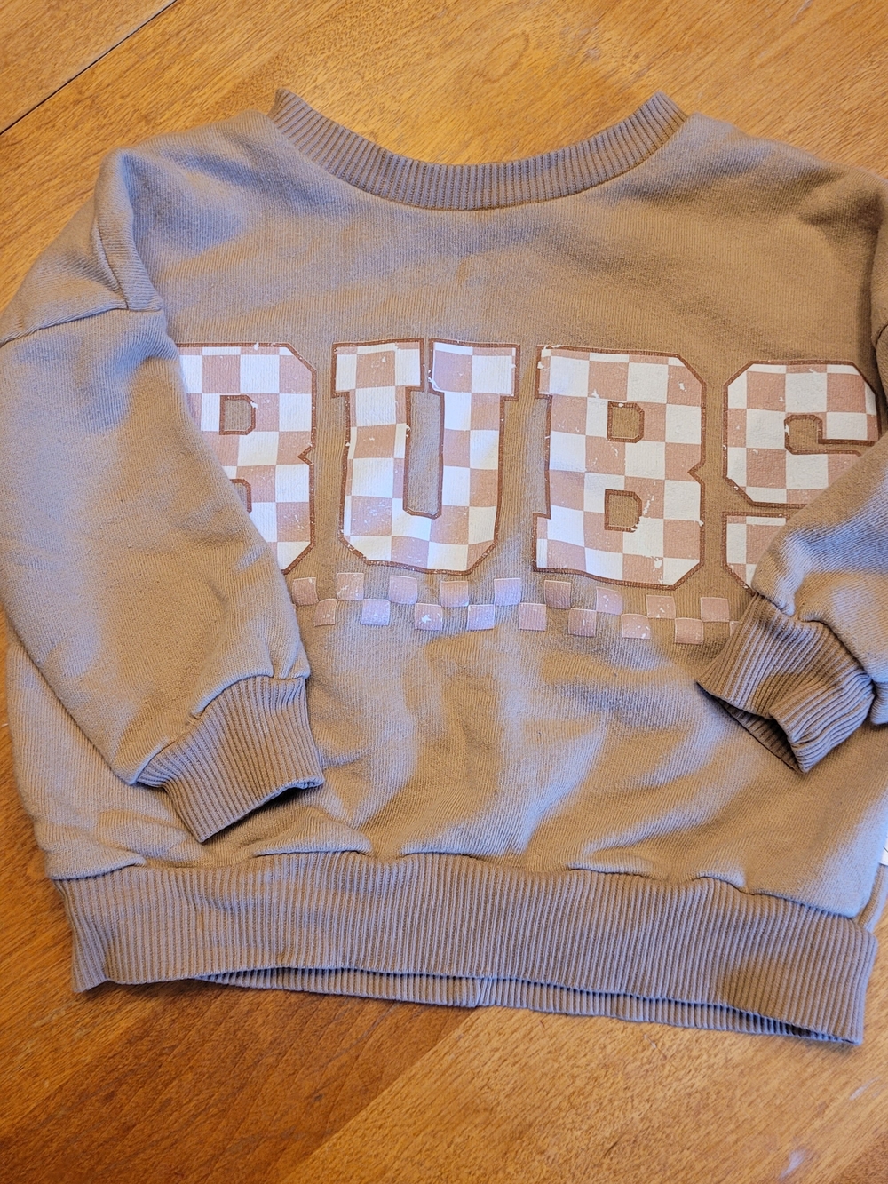 Kids " BUBS" Check-Print Pullover Sweatshirt